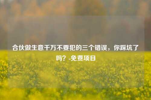 合伙做生意千万不要犯的三个错误，你踩坑了吗？-免费项目